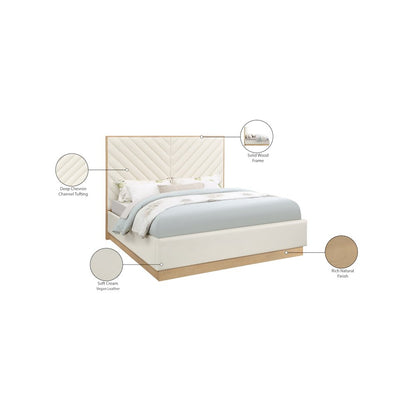 Casa Cream Vegan Leather King Bed