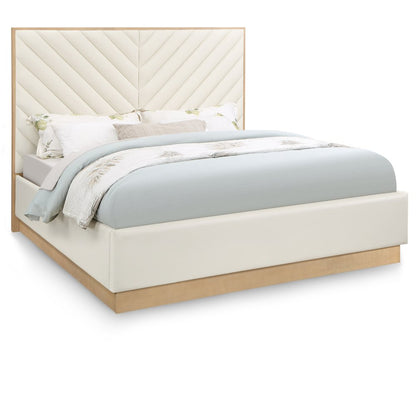Casa Cream Vegan Leather King Bed
