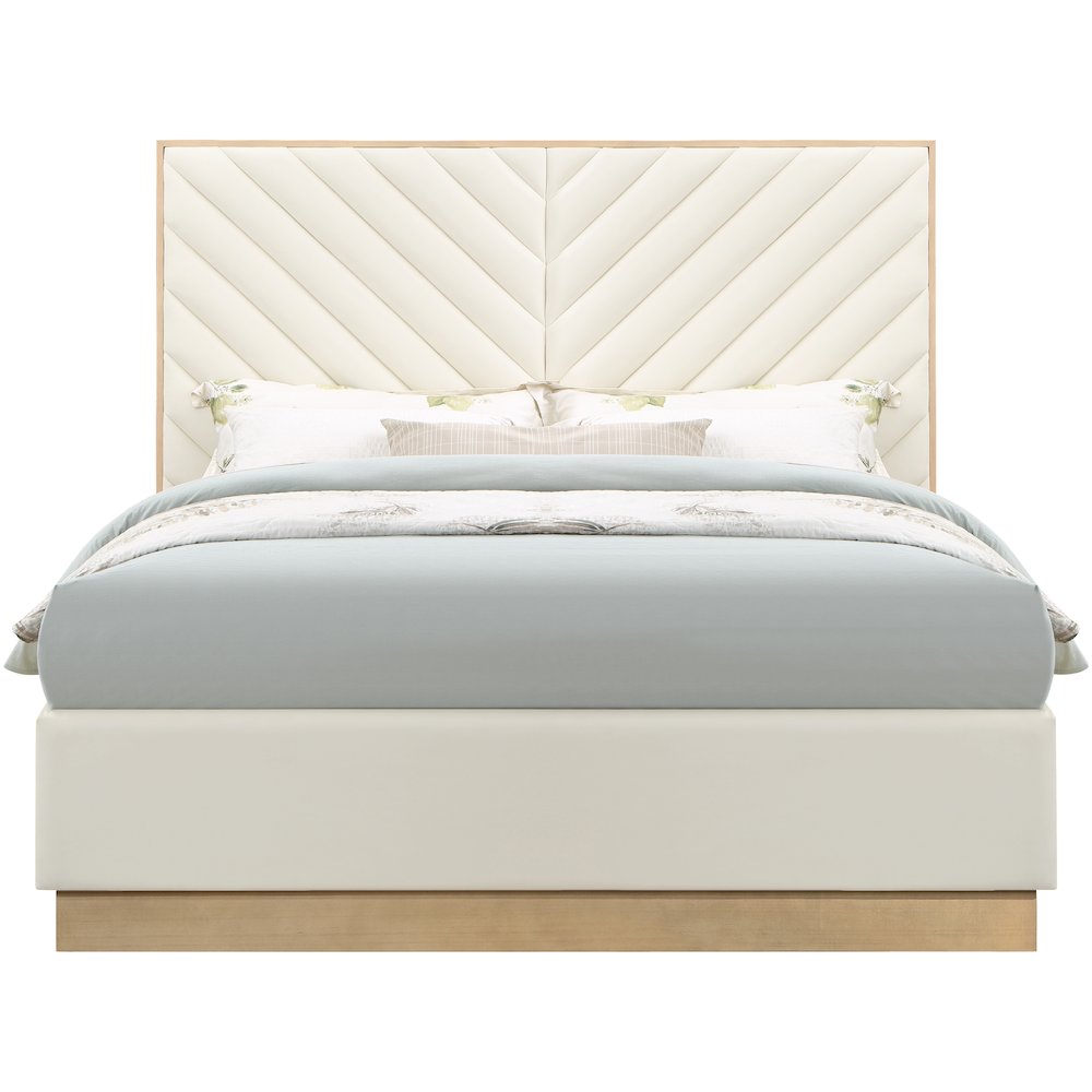 Casa Cream Vegan Leather King Bed