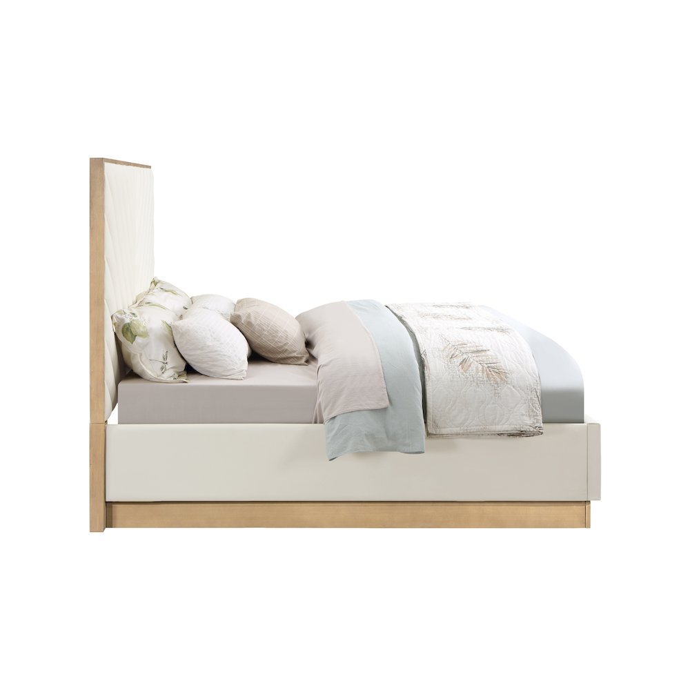 Casa Cream Vegan Leather King Bed