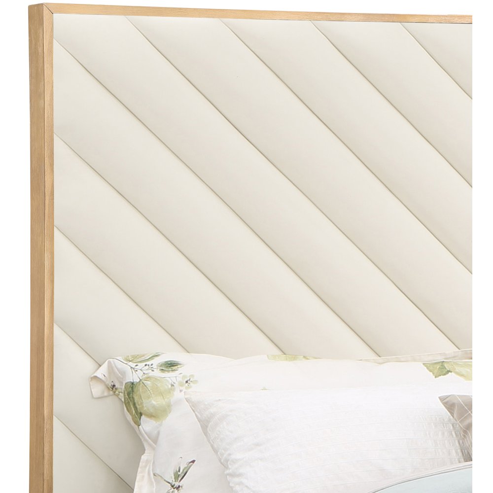 Casa Cream Vegan Leather King Bed