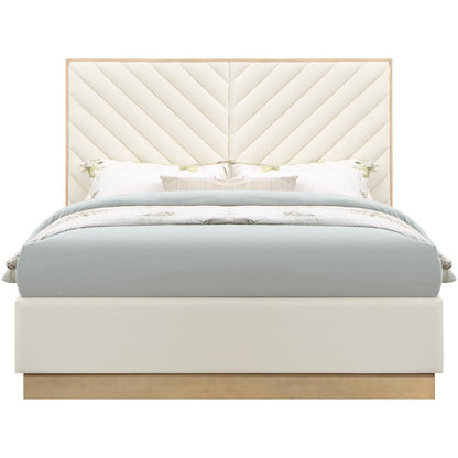 Casa Cream Vegan Leather Queen Bed