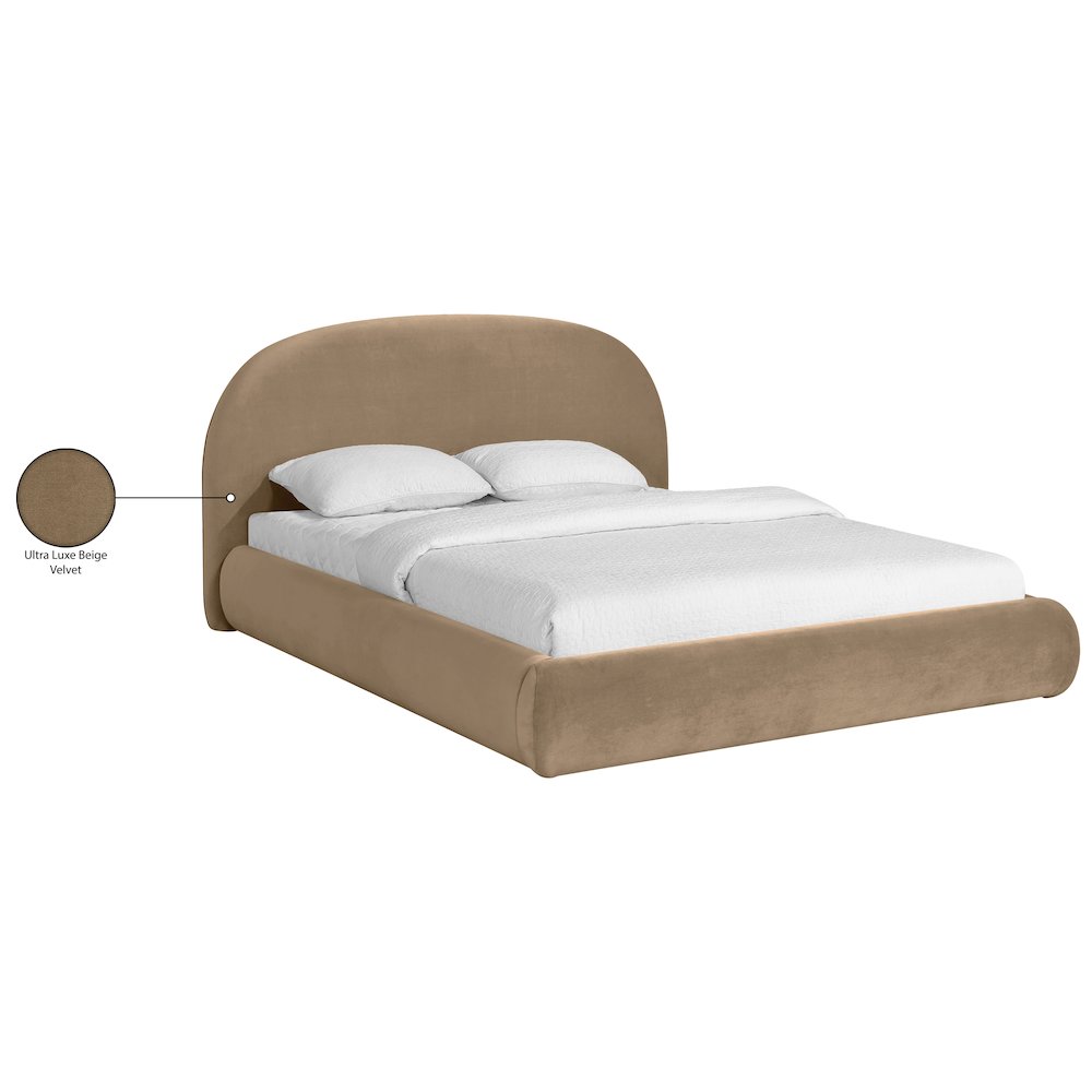 Celine Beige Velvet Upholstered Full Bed