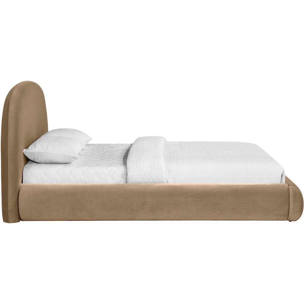 Celine Beige Velvet Upholstered Full Bed