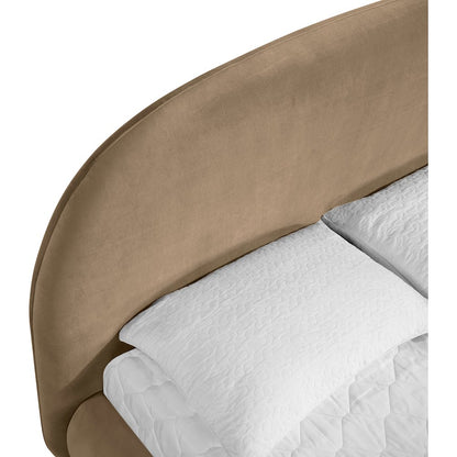 Celine Beige Velvet Upholstered Full Bed