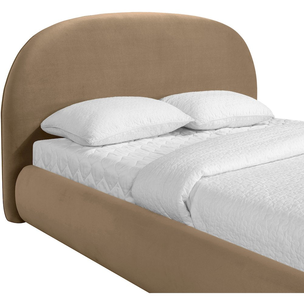 Celine Beige Velvet Upholstered King Bed