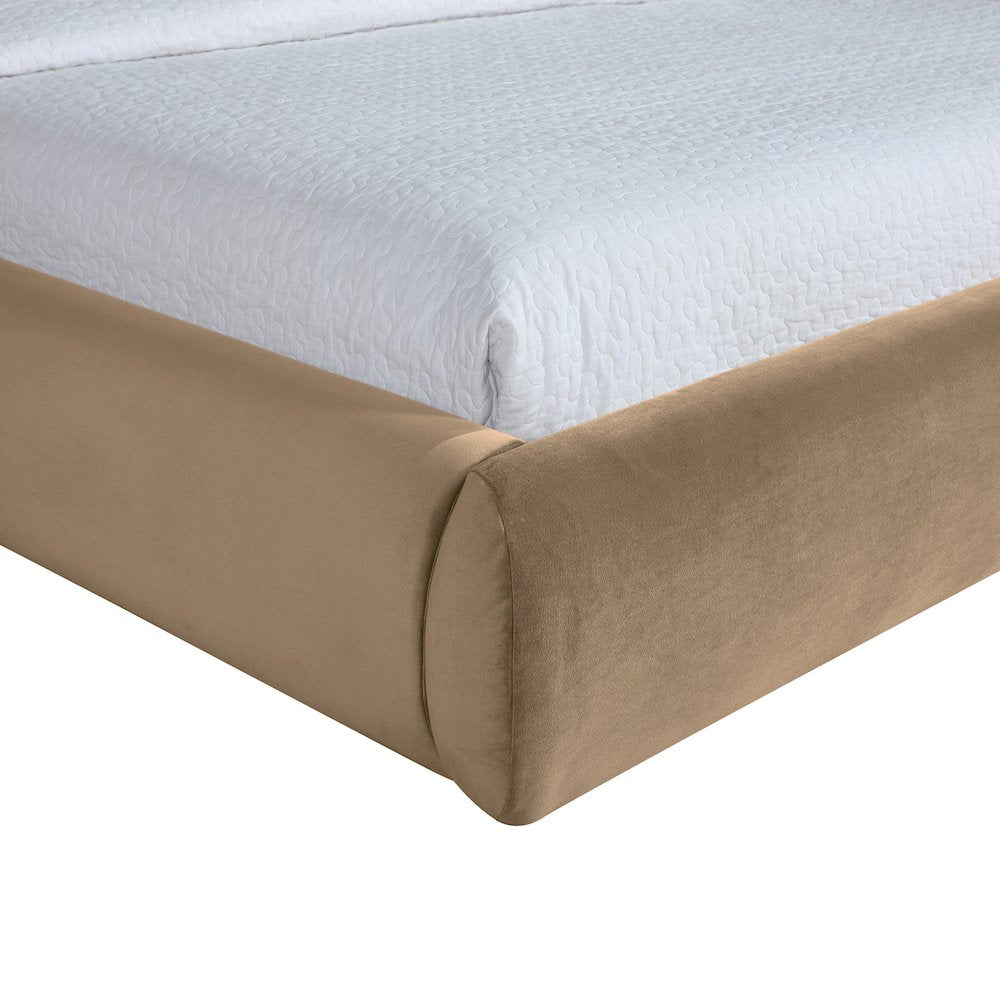 Celine Beige Velvet Upholstered King Bed