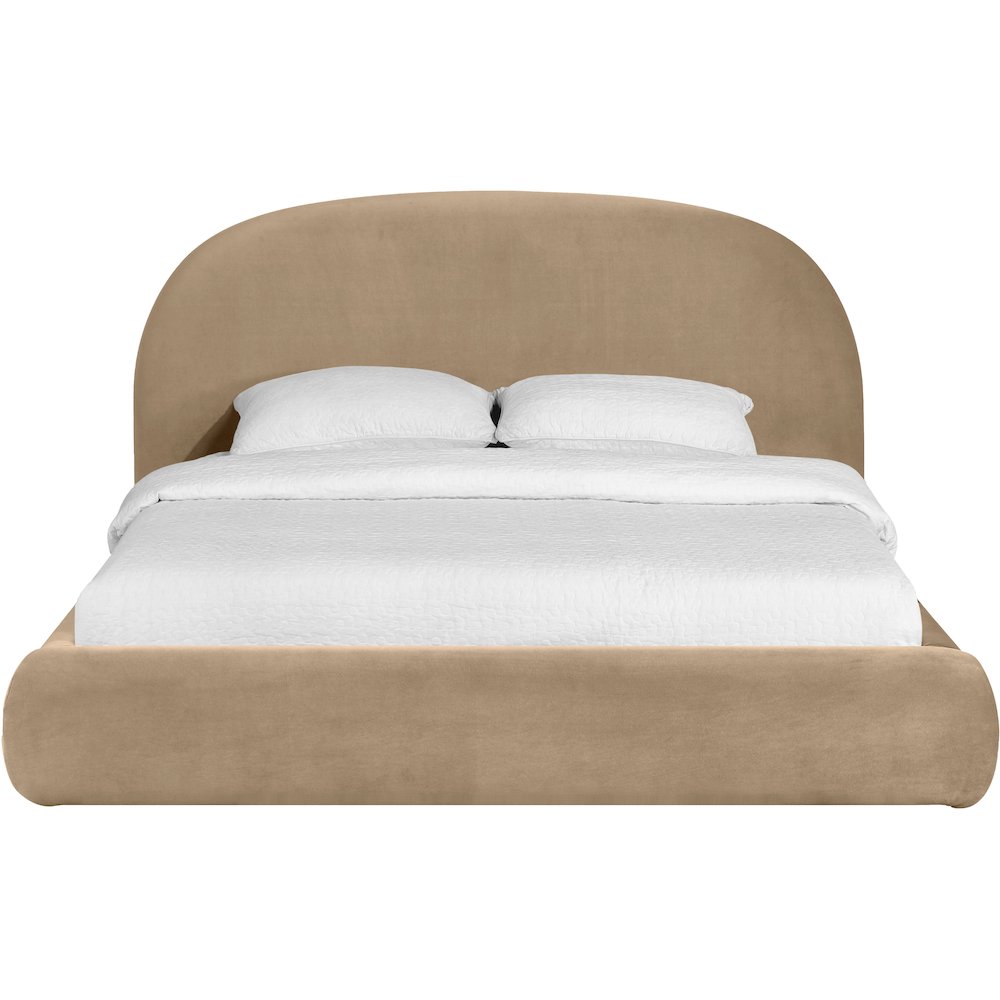 Celine Beige Velvet Upholstered Queen Bed