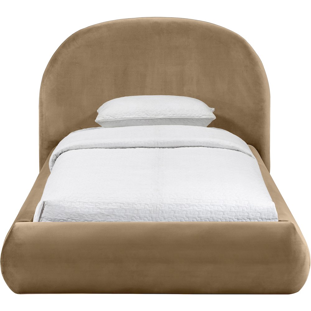 Celine Beige Velvet Upholstered Twin Bed