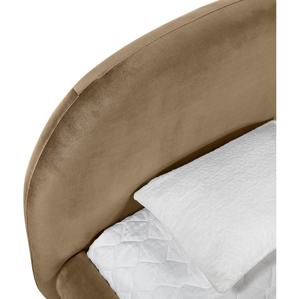 Celine Beige Velvet Upholstered Twin Bed