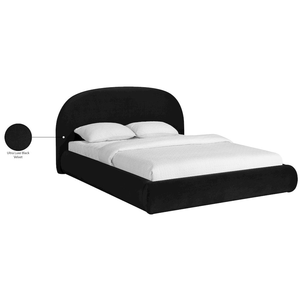 Celine Black Velvet Upholstered Full Bed