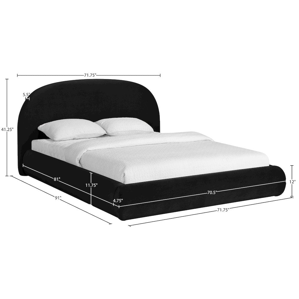 Celine Black Velvet Upholstered Queen Bed