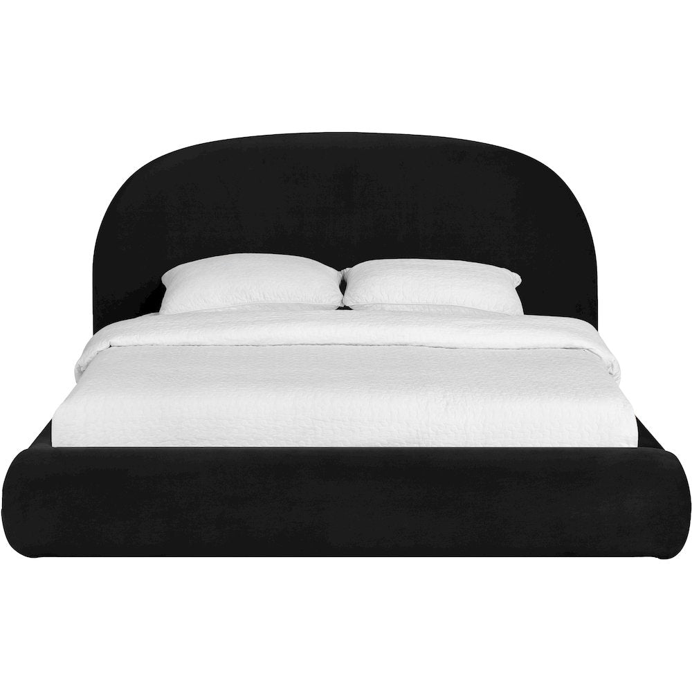 Celine Black Velvet Upholstered Queen Bed