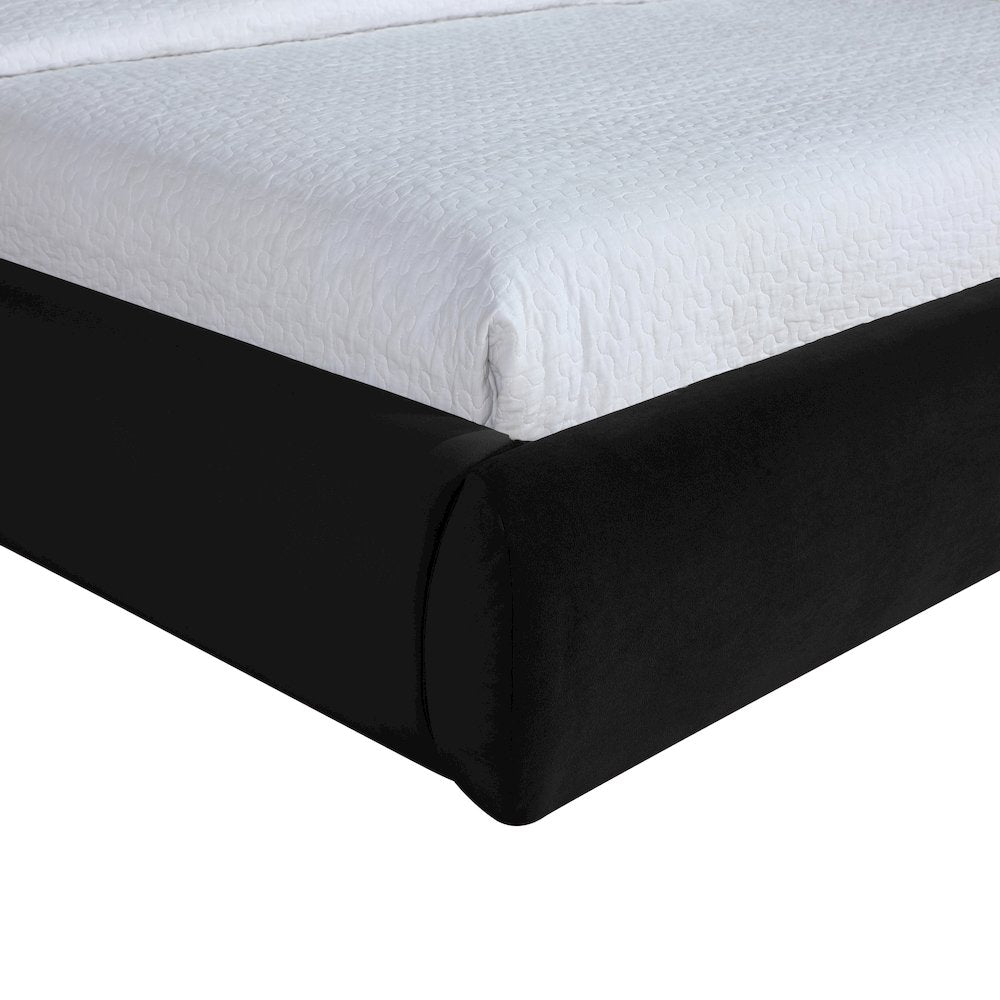 Celine Black Velvet Upholstered Queen Bed