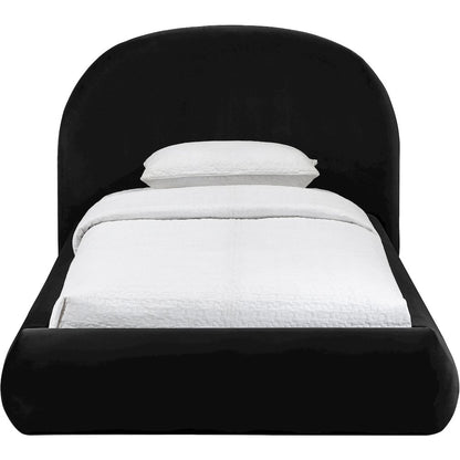Celine Black Velvet Upholstered Twin Bed