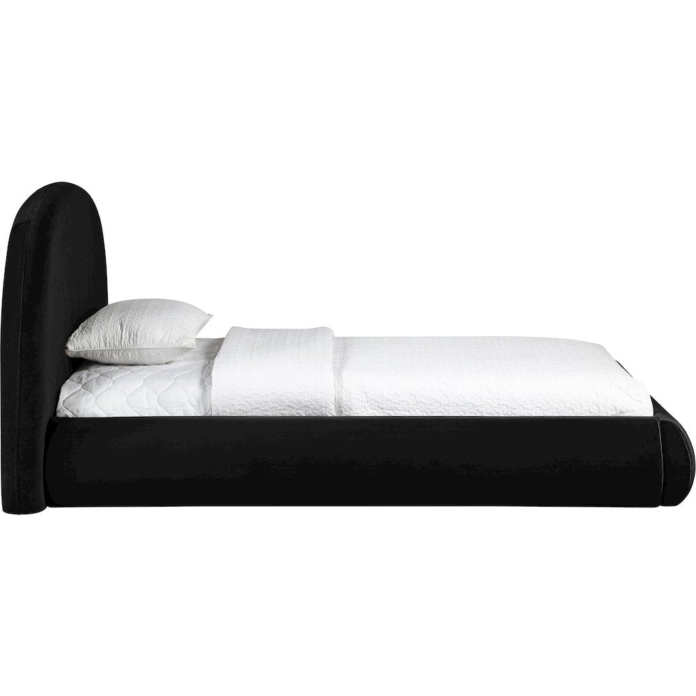 Celine Black Velvet Upholstered Twin Bed