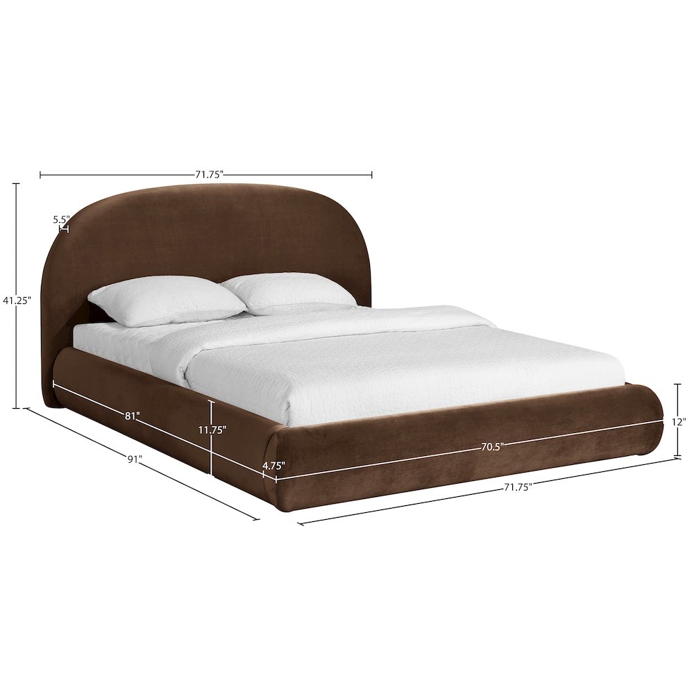 Celine Brown Velvet Upholstered Queen Bed