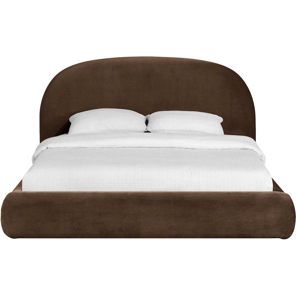 Celine Brown Velvet Upholstered Queen Bed
