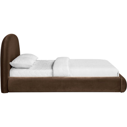 Celine Brown Velvet Upholstered Queen Bed