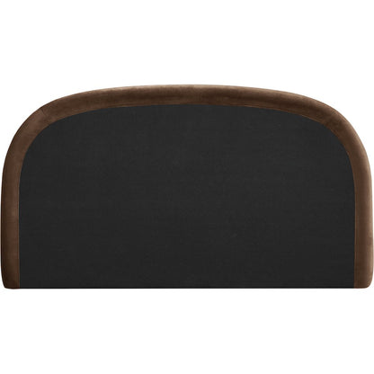 Celine Brown Velvet Upholstered Queen Bed
