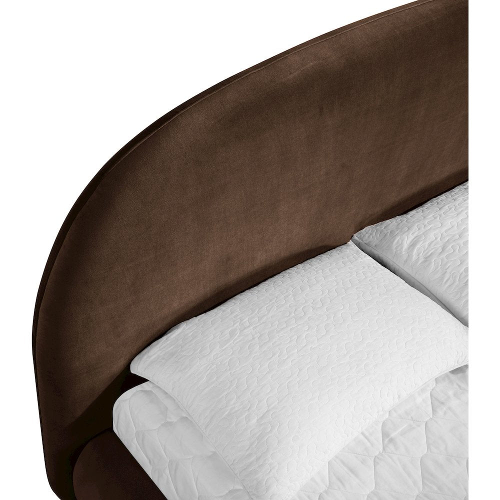Celine Brown Velvet Upholstered Queen Bed