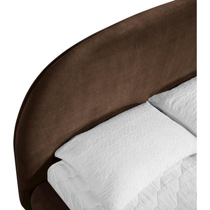 Celine Brown Velvet Upholstered Queen Bed