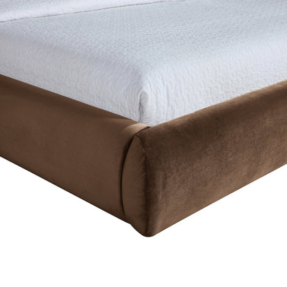 Celine Brown Velvet Upholstered Queen Bed