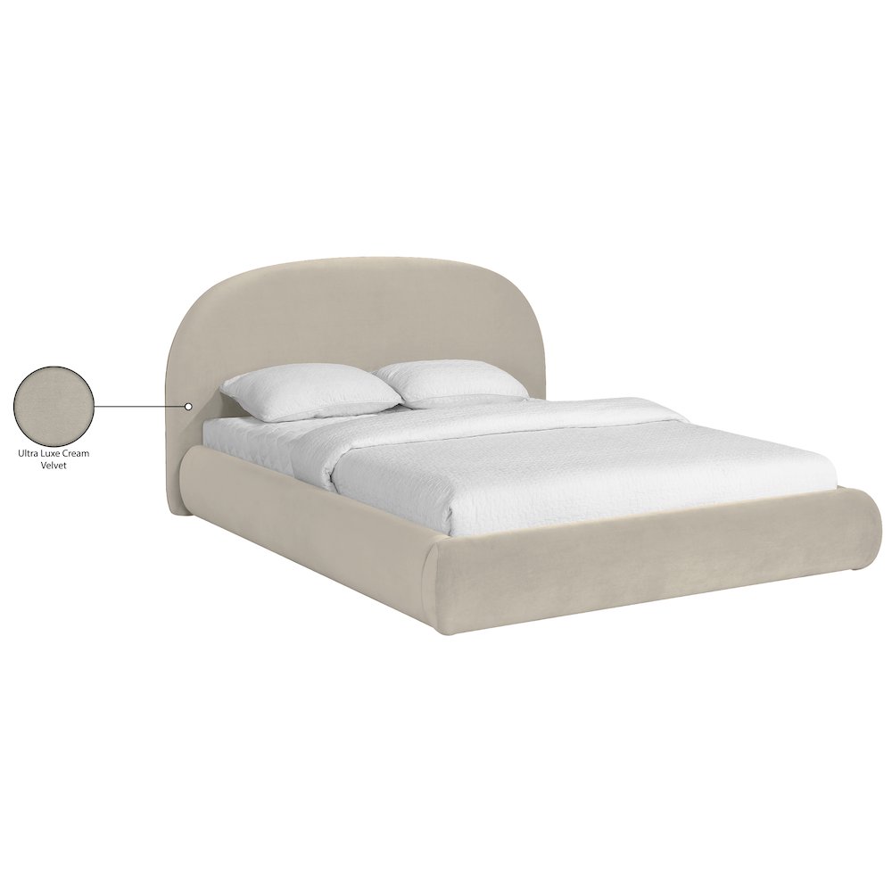 Celine Cream Velvet Upholstered Queen Bed