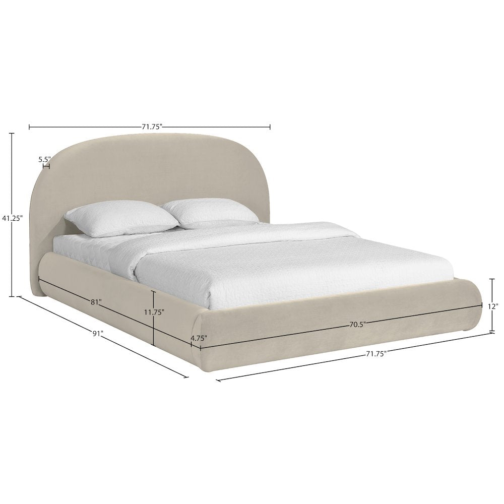 Celine Cream Velvet Upholstered Queen Bed