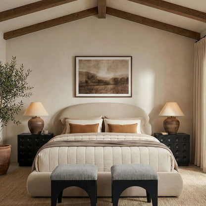 Celine Cream Velvet Upholstered Queen Bed