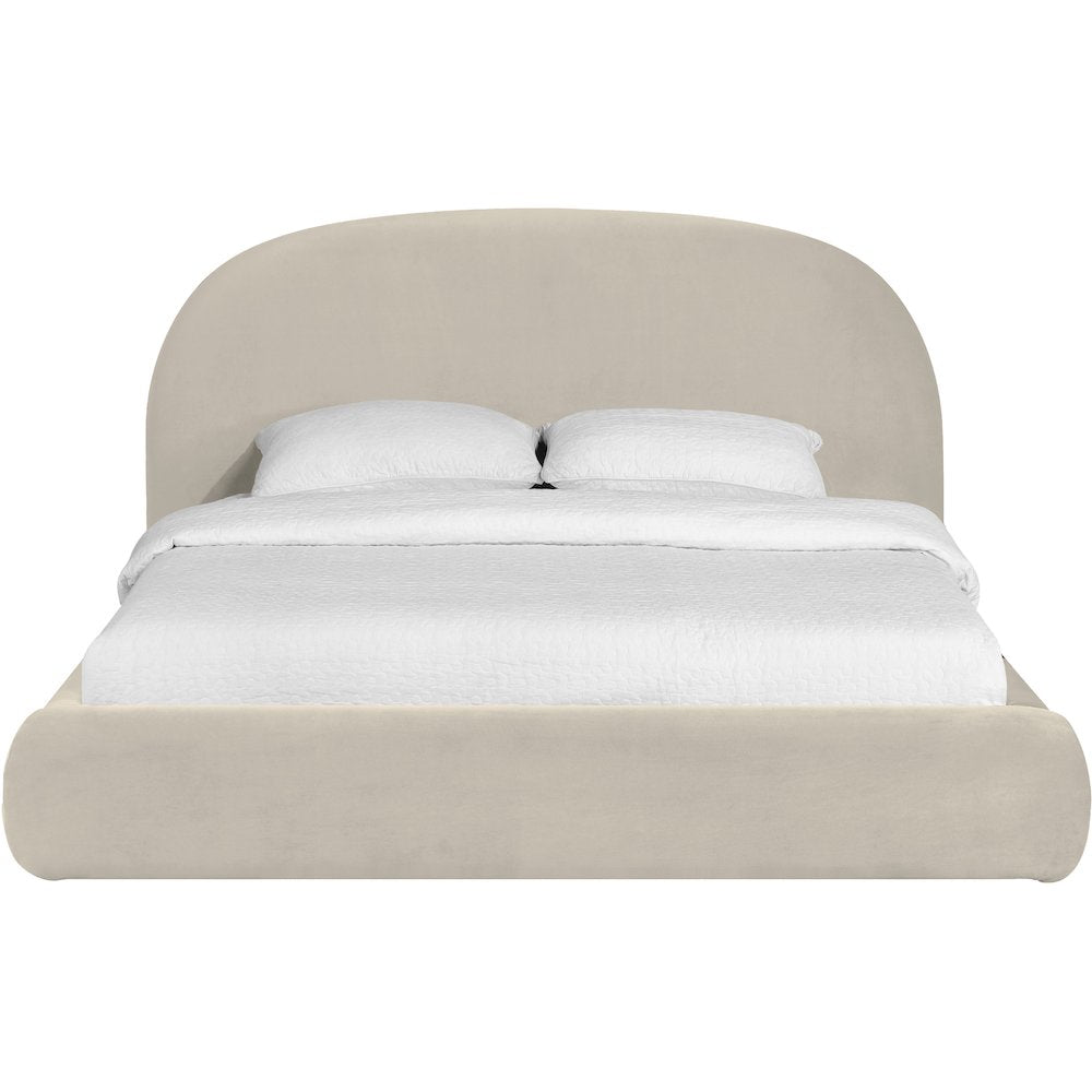 Celine Cream Velvet Upholstered Queen Bed