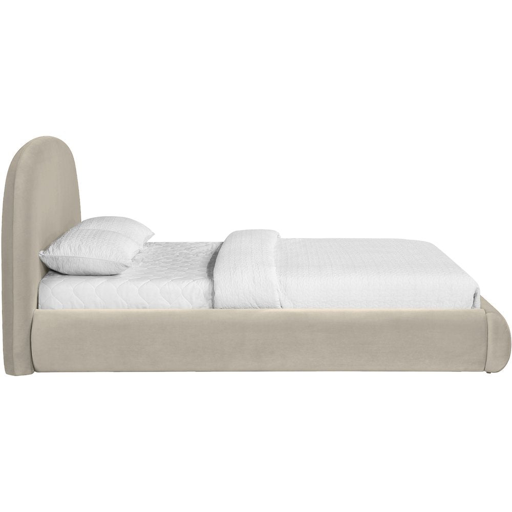 Celine Cream Velvet Upholstered Queen Bed
