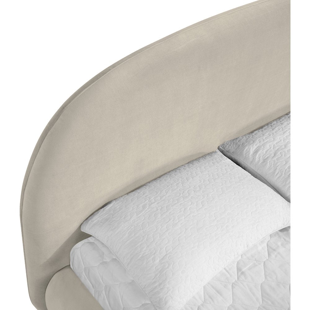 Celine Cream Velvet Upholstered Queen Bed