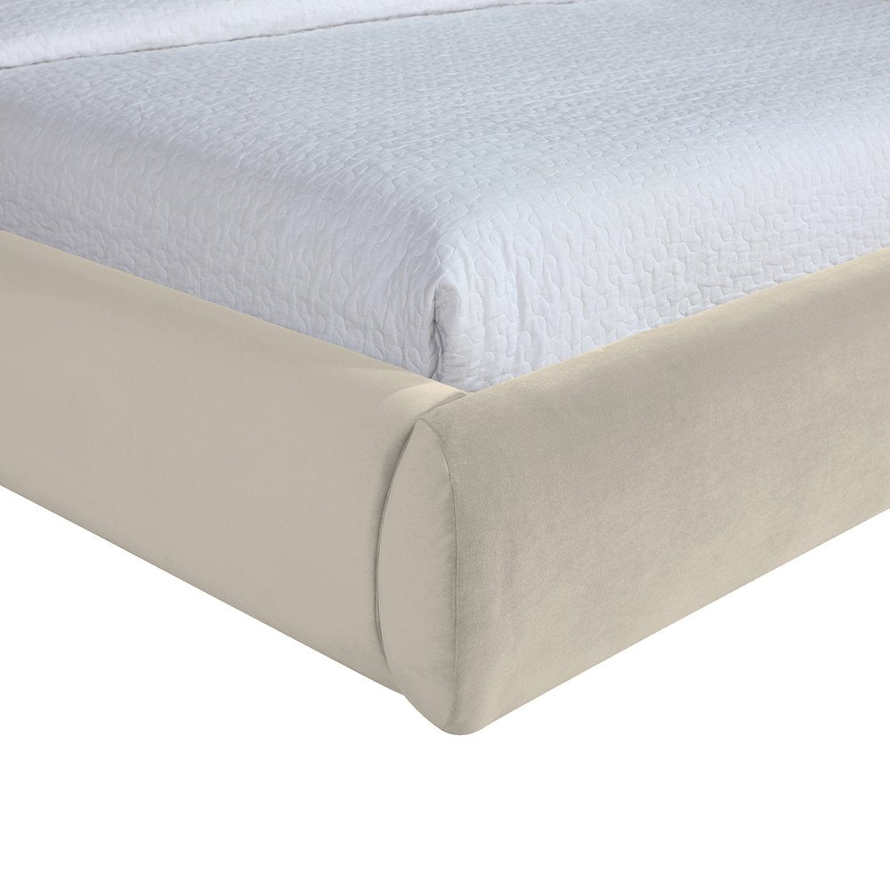 Celine Cream Velvet Upholstered Queen Bed
