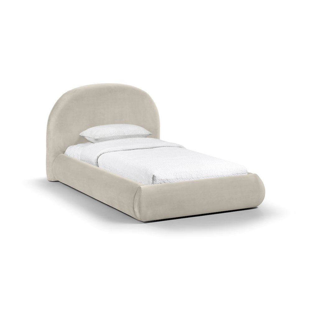 Celine Cream Velvet Upholstered Twin Bed