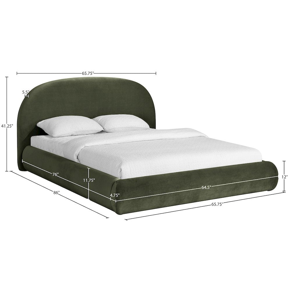 Celine Green Velvet Upholstered Full Bed