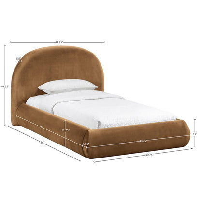 Celine Saddle Velvet Upholstered Twin Bed