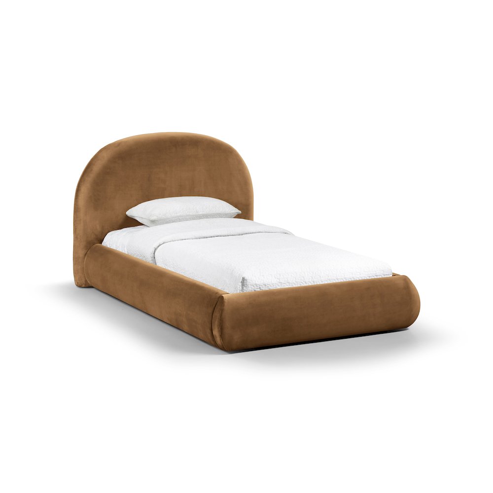 Celine Saddle Velvet Upholstered Twin Bed