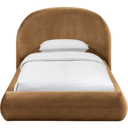 Celine Saddle Velvet Upholstered Twin Bed