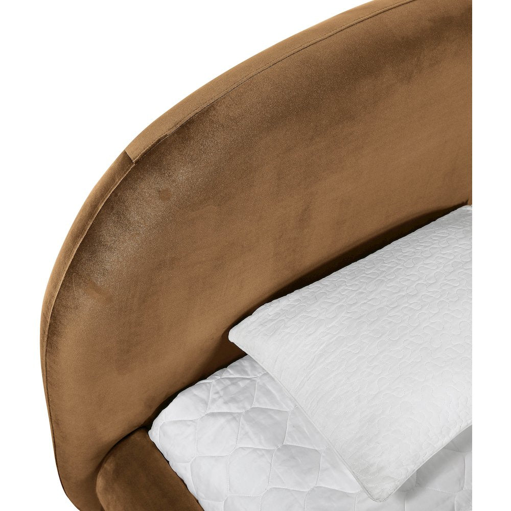 Celine Saddle Velvet Upholstered Twin Bed