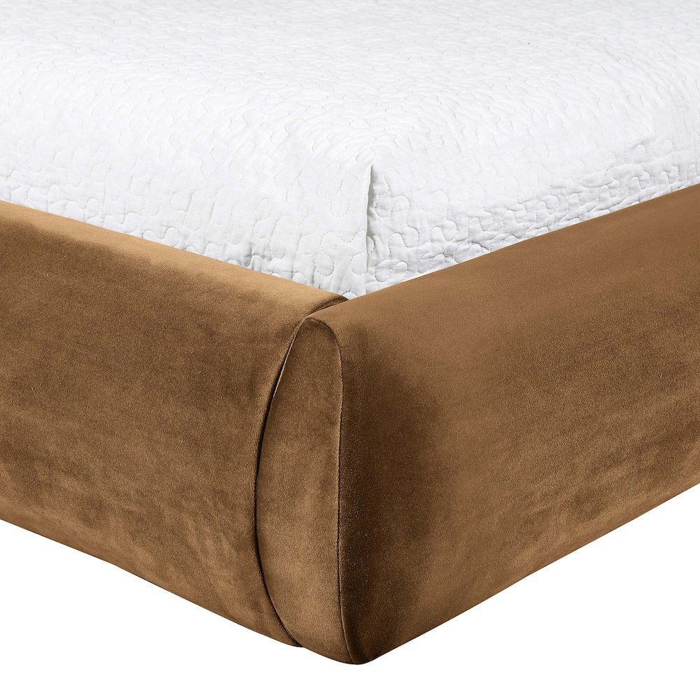 Celine Saddle Velvet Upholstered Twin Bed