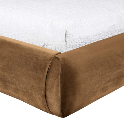 Celine Saddle Velvet Upholstered Twin Bed
