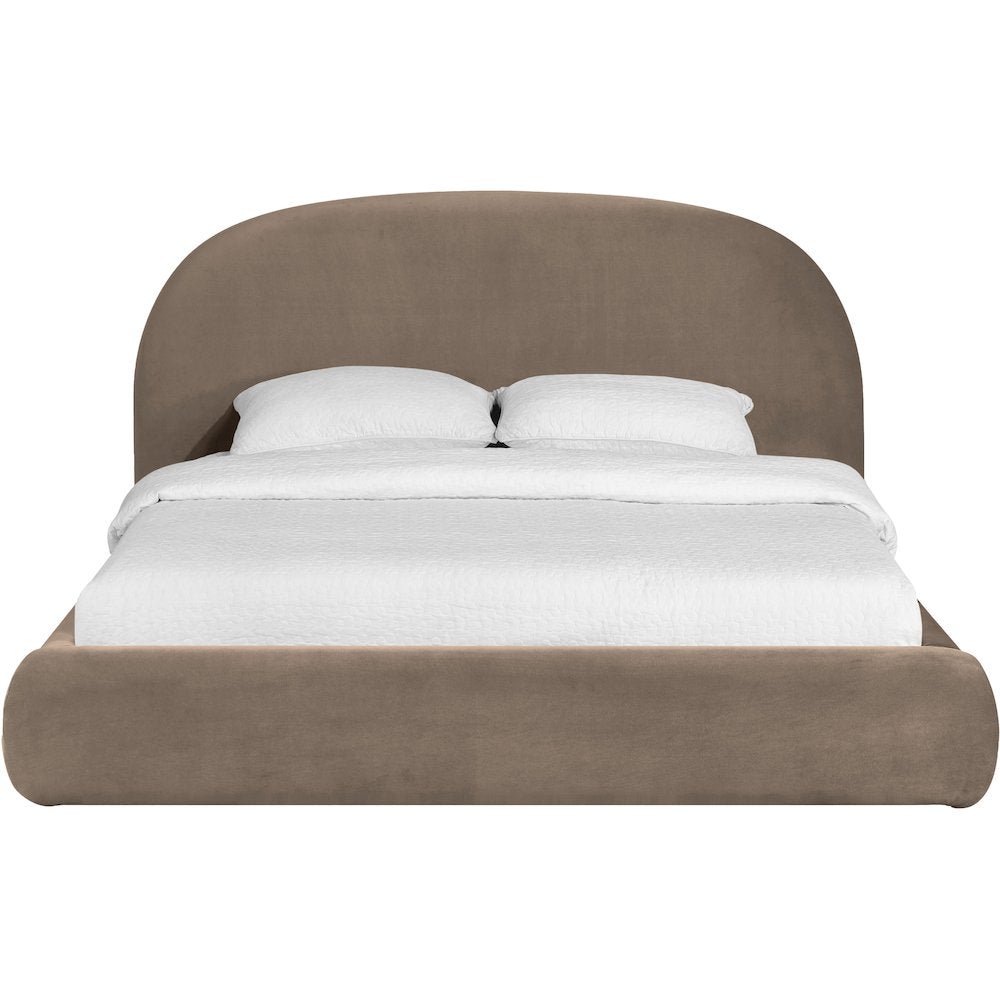 Celine Taupe Velvet Upholstered Full Bed