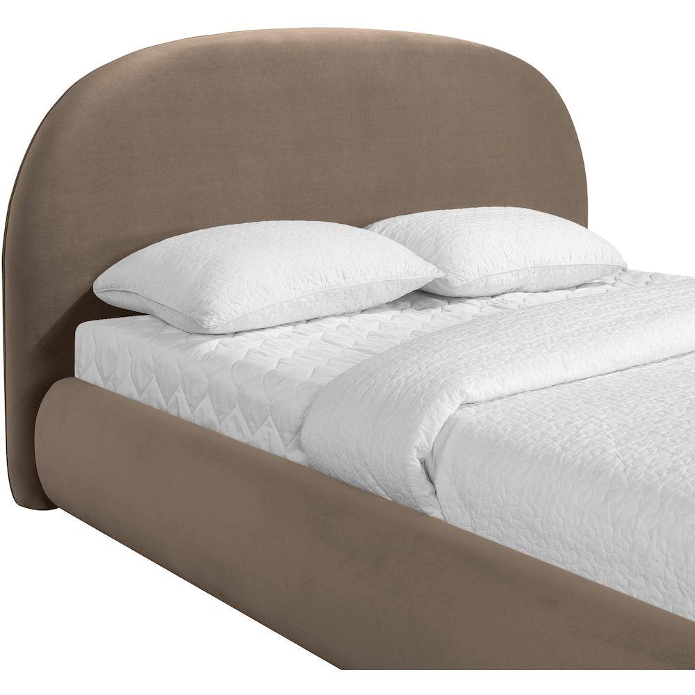 Celine Taupe Velvet Upholstered Full Bed