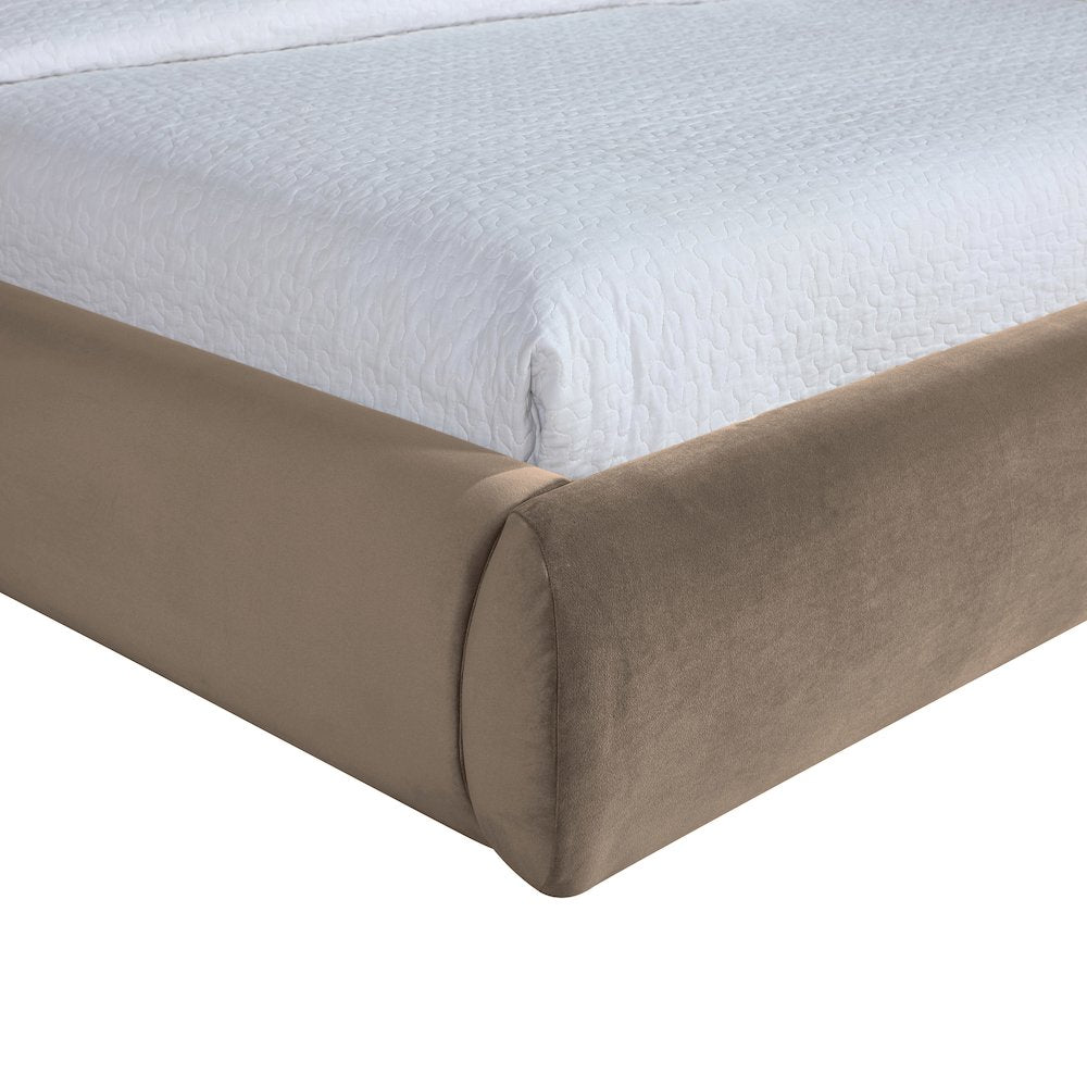 Celine Taupe Velvet Upholstered Full Bed