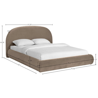 Celine Taupe Velvet Upholstered Queen Bed