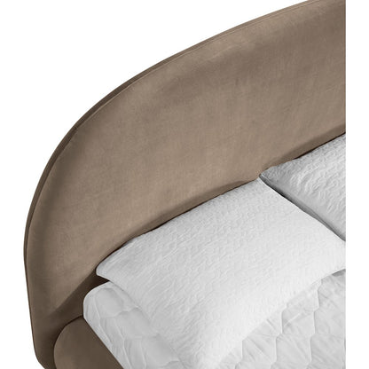 Celine Taupe Velvet Upholstered Queen Bed