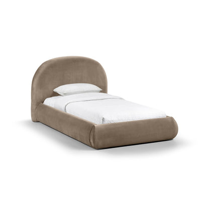 Celine Taupe Velvet Upholstered Twin Bed