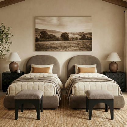 Celine Taupe Velvet Upholstered Twin Bed