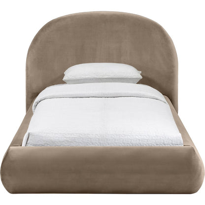 Celine Taupe Velvet Upholstered Twin Bed
